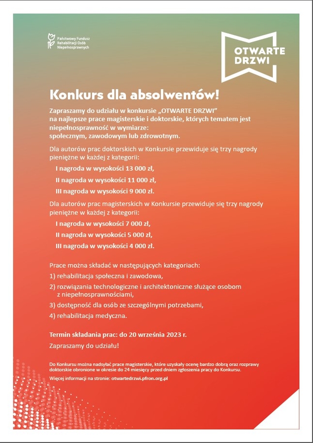 plakat informacyjny konkursu otwarte drzwi